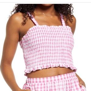 Bp. Smocked Gingham Crop Tank